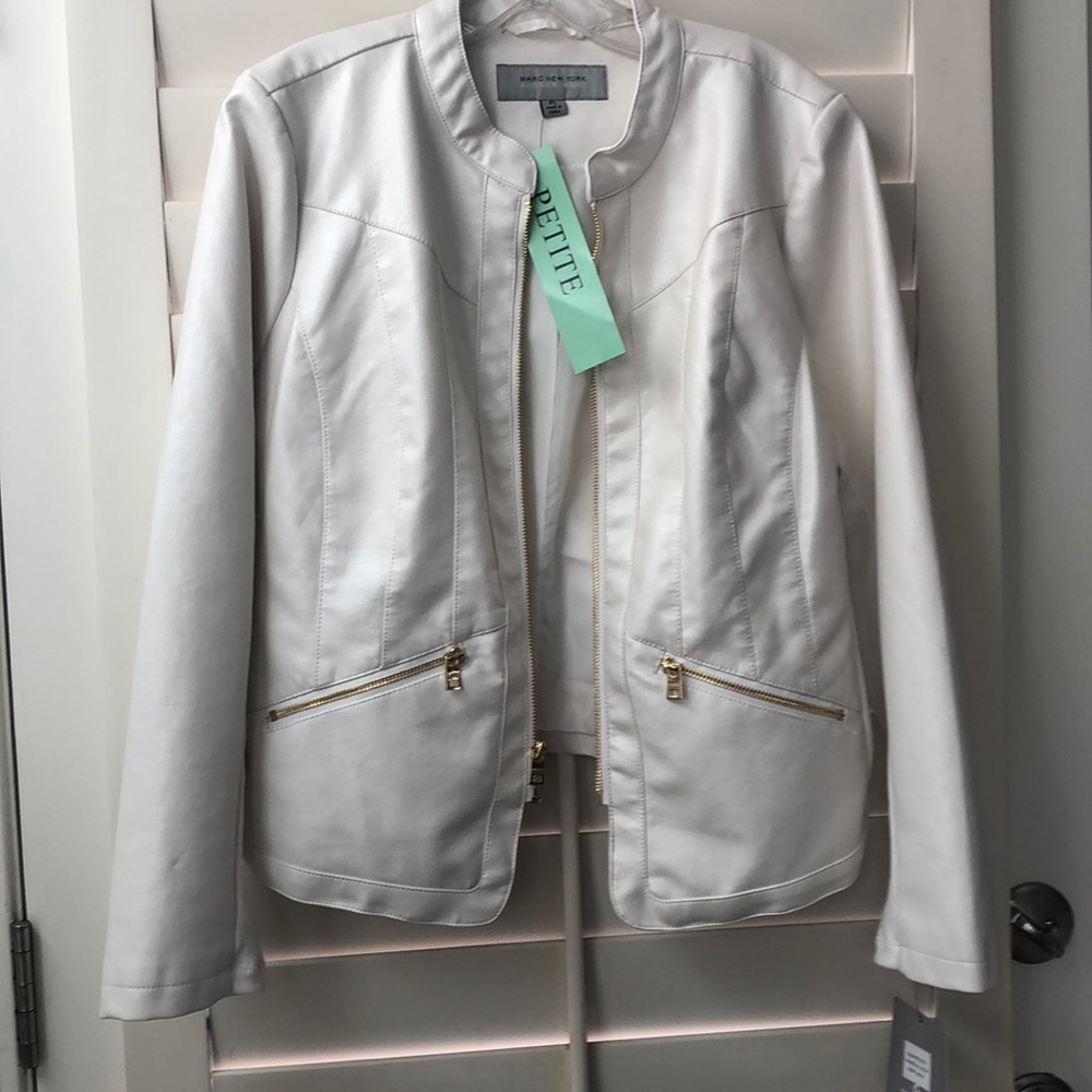 Leather- like zip up jacket